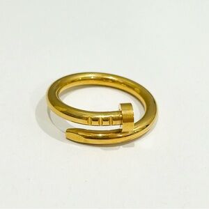 Stainless Steel 18k Gold Plated Thick Nail Ring Size